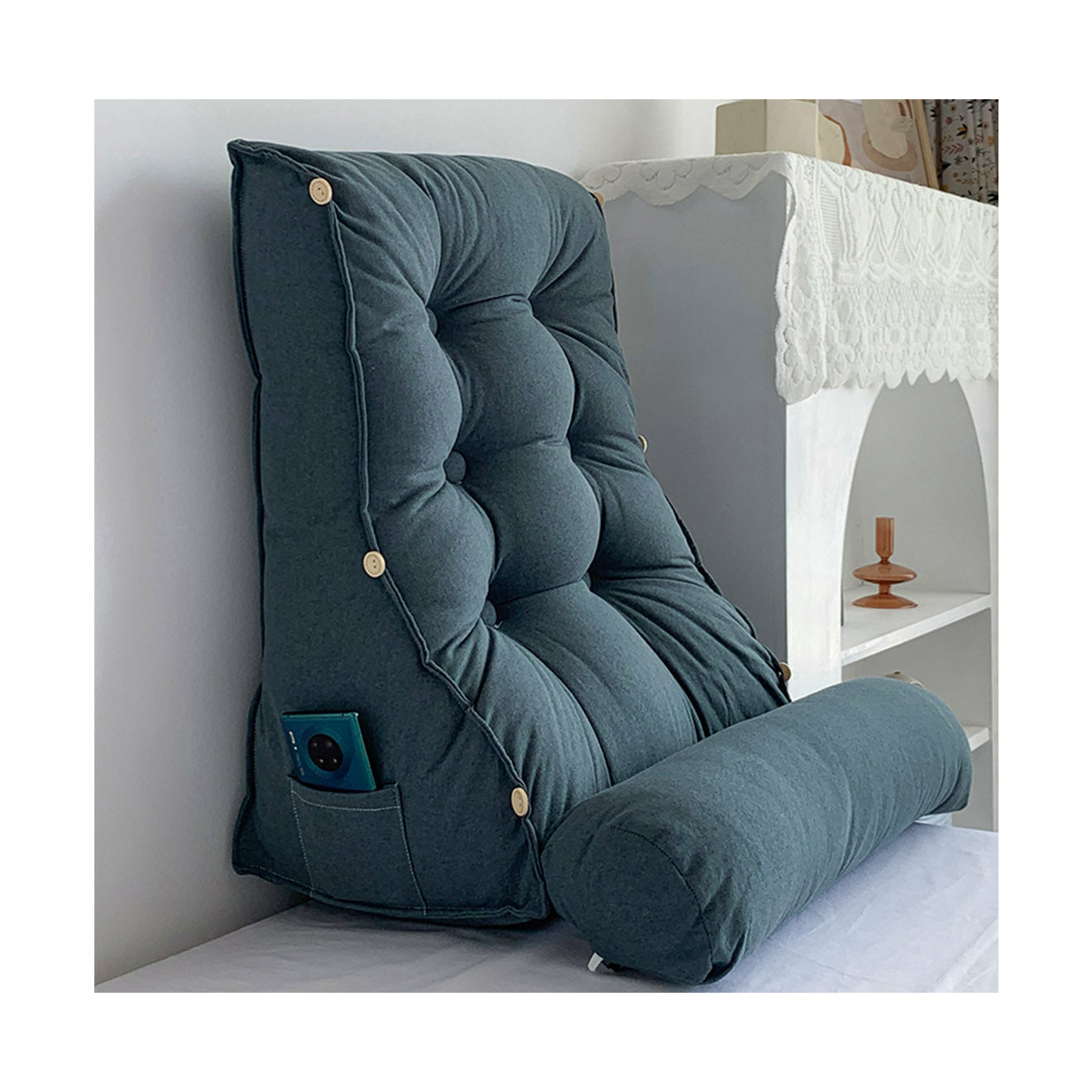 Soga 2 X 45cm Grey Triangular Wedge Lumbar Pillow Headboard Backrest Sofa Bed Cushion Home Decor