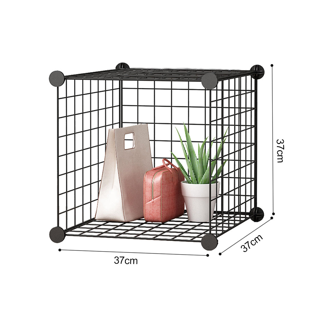2X Black Portable Single Cube Storage Organiser Foldable DIY Modular Grid Space Saving Shelf