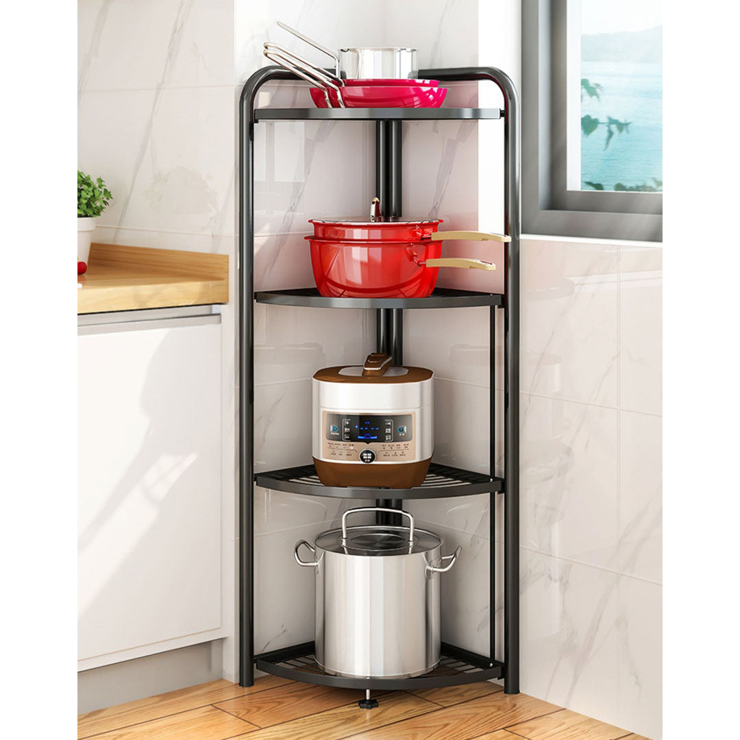 Soga 4 Tier Steel Triangular Corner Stand Multi Functional Shelves Portable Storage Organizer