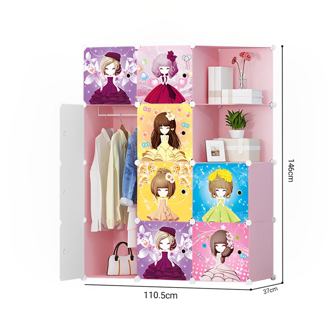 10 Cubes Princess Design Portable Wardrobe Divide-Grid Modular Storage Organiser Foldable Closet