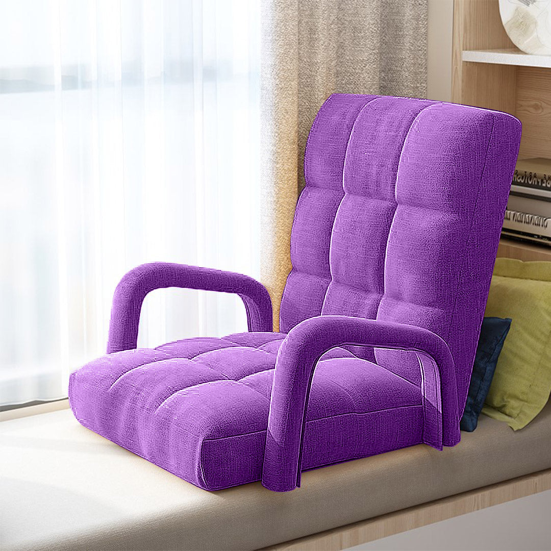 Soga 4 X Foldable Lounge Cushion Adjustable Floor Lazy Recliner Chair With Armrest Purple