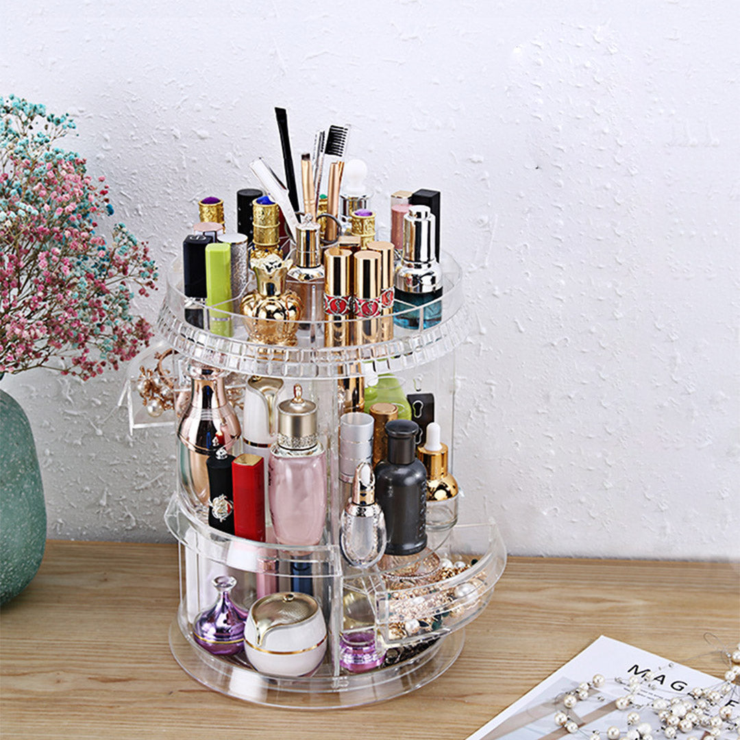Soga 360 Degree Rotating Makeup Organiser Cosmetics Holder Display Stand Skincare Home Decor