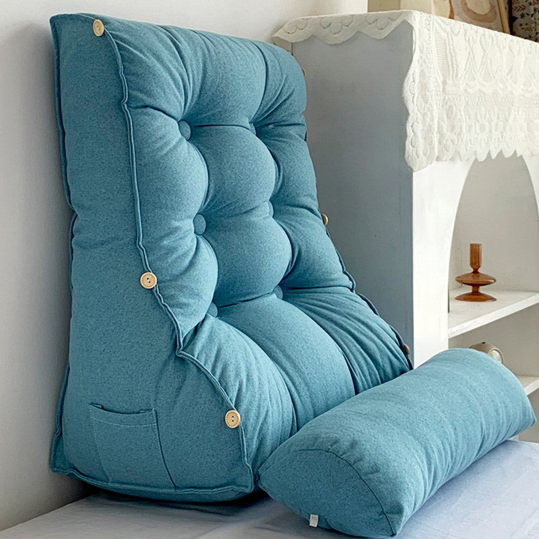 Soga 2 X 45cm Blue Triangular Wedge Lumbar Pillow Headboard Backrest Sofa Bed Cushion Home Decor