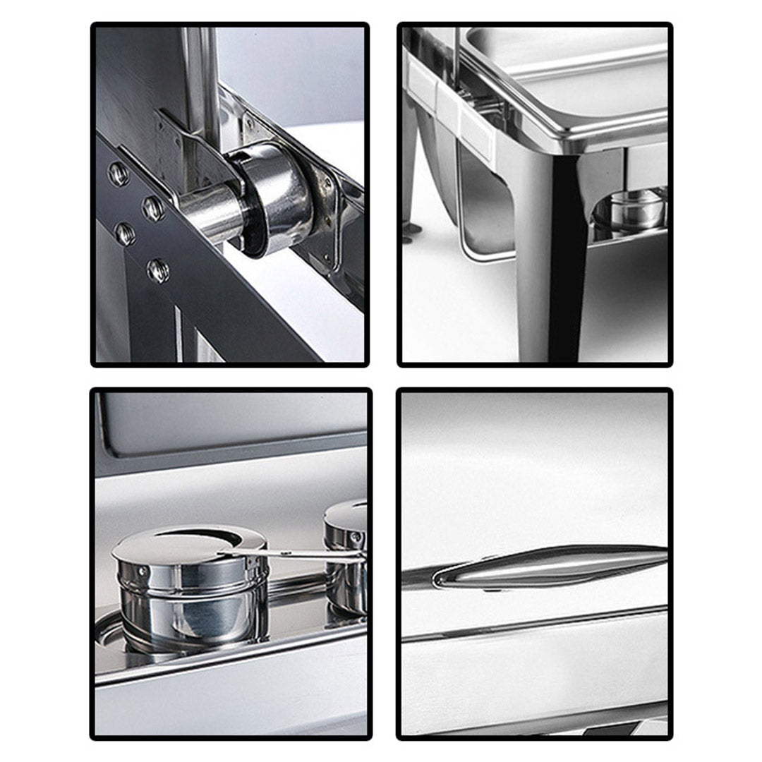 Soga 6.5 L Stainless Steel Double Soup Tureen Bowl Station Roll Top Buffet Chafing Dish Catering Chafer Food Warmer Server