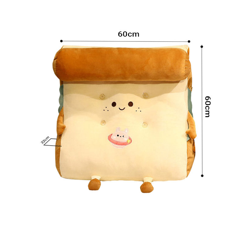 2X Cute Face Toast Bread Wedge Cushion Stuffed Plush Cartoon Back Support Pillow Home Decor