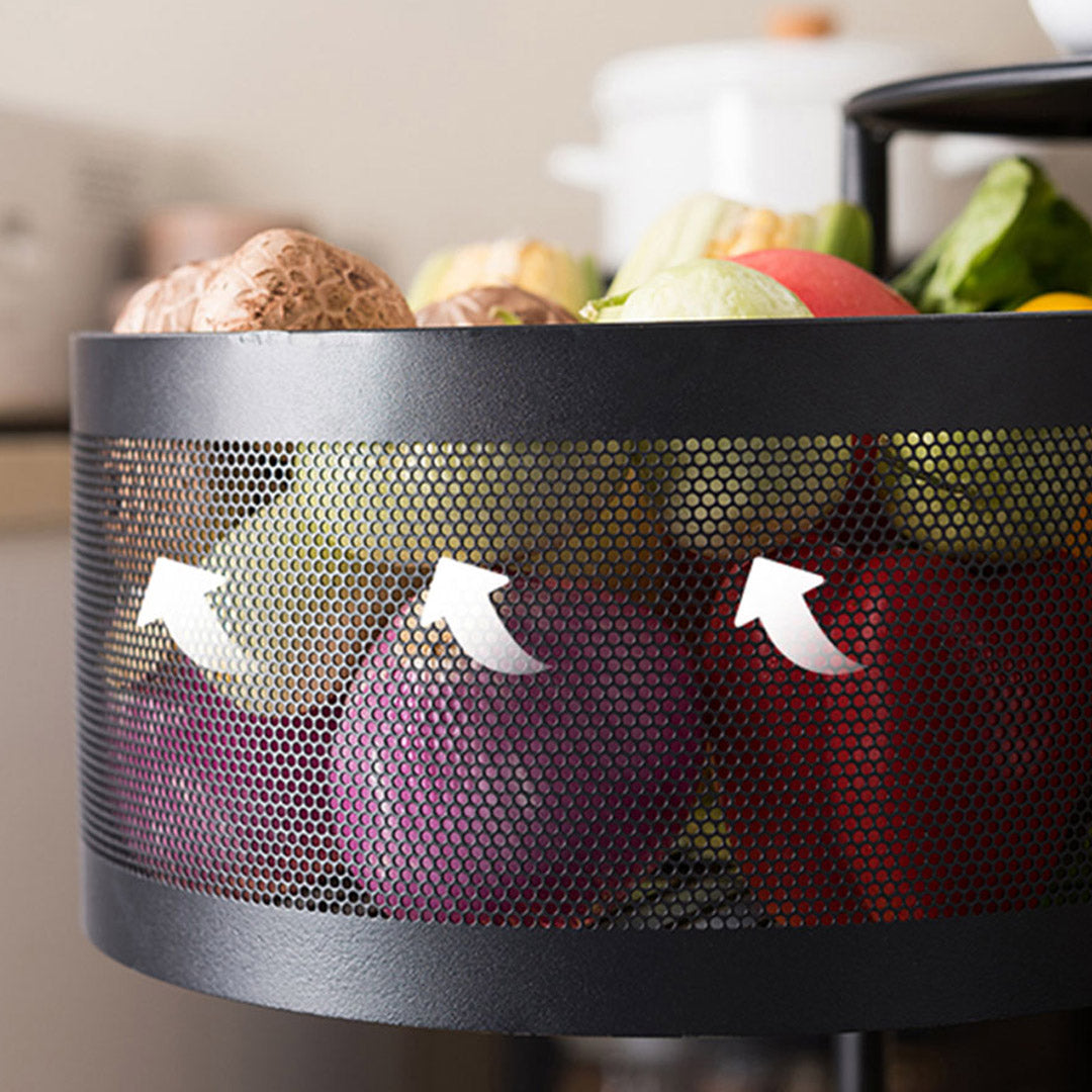 Soga 3 Tier Steel Round Rotating Kitchen Cart Multi Functional Shelves Portable Storage Organizer With Wheels