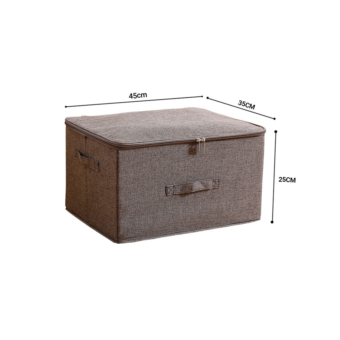 2X Coffee Large Portable Double Zipper Storage Box Moisture Proof Clothes Basket Foldable Home Organiser