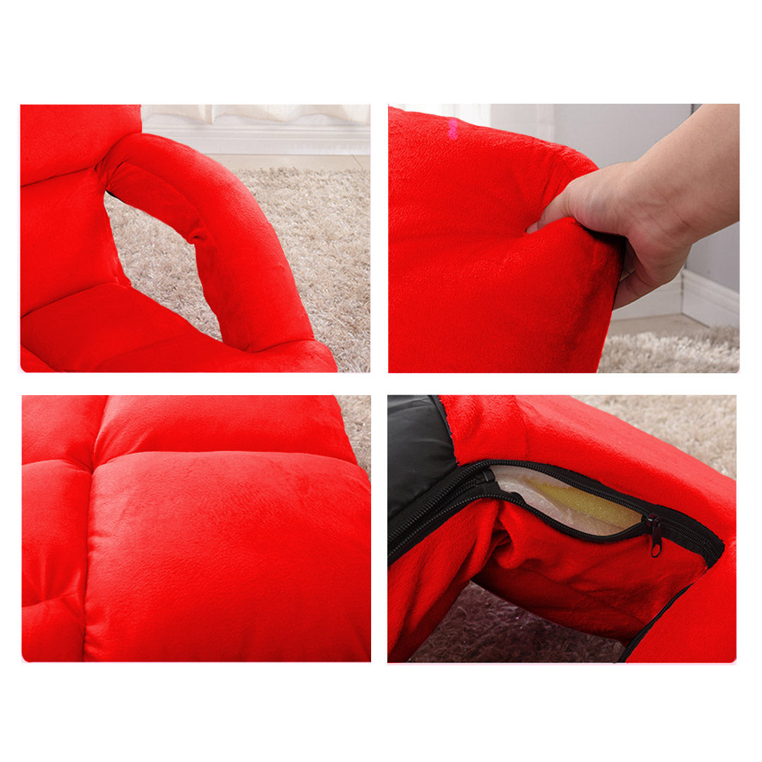 Soga 2 X Foldable Lounge Cushion Adjustable Floor Lazy Recliner Chair With Armrest Red