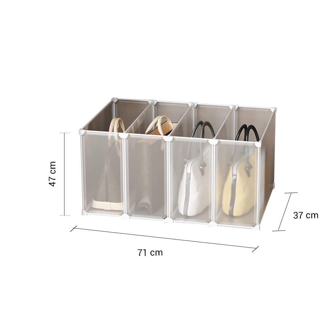 2X 1 Tier Multifunctional PP Plastic Bag Box Portable Cubby DIY Storage Shelves Stackable Handbag Purse Organiser