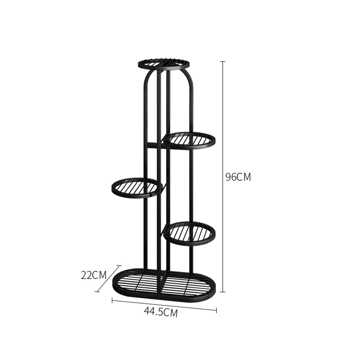 Soga 2 X 5 Tier 6 Pots Black Round Metal Plant Rack Flowerpot Storage Display Stand Holder Home Garden Decor