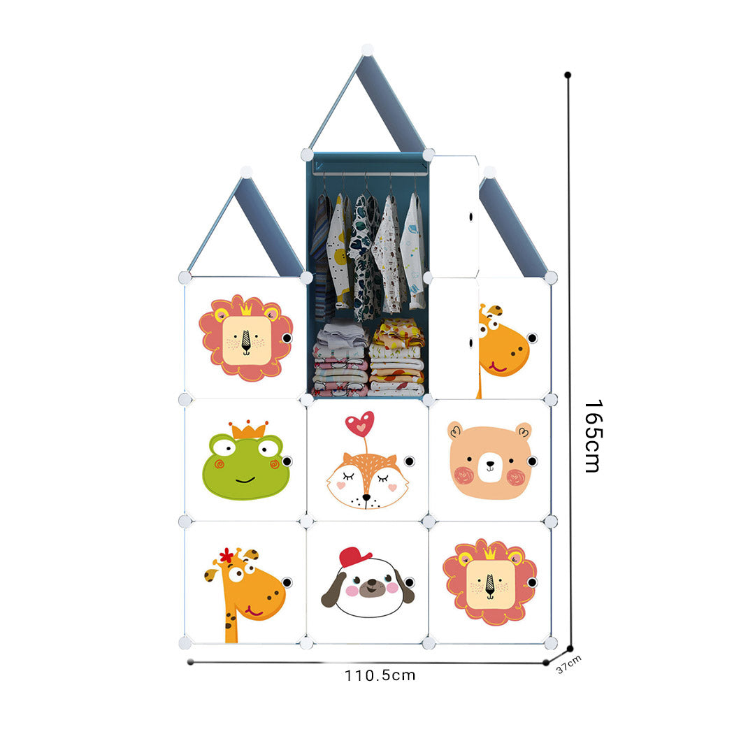 10 Cubes DIY Animal Design Portable Wardrobe Divide-Grid Modular Storage Organiser Foldable Closet