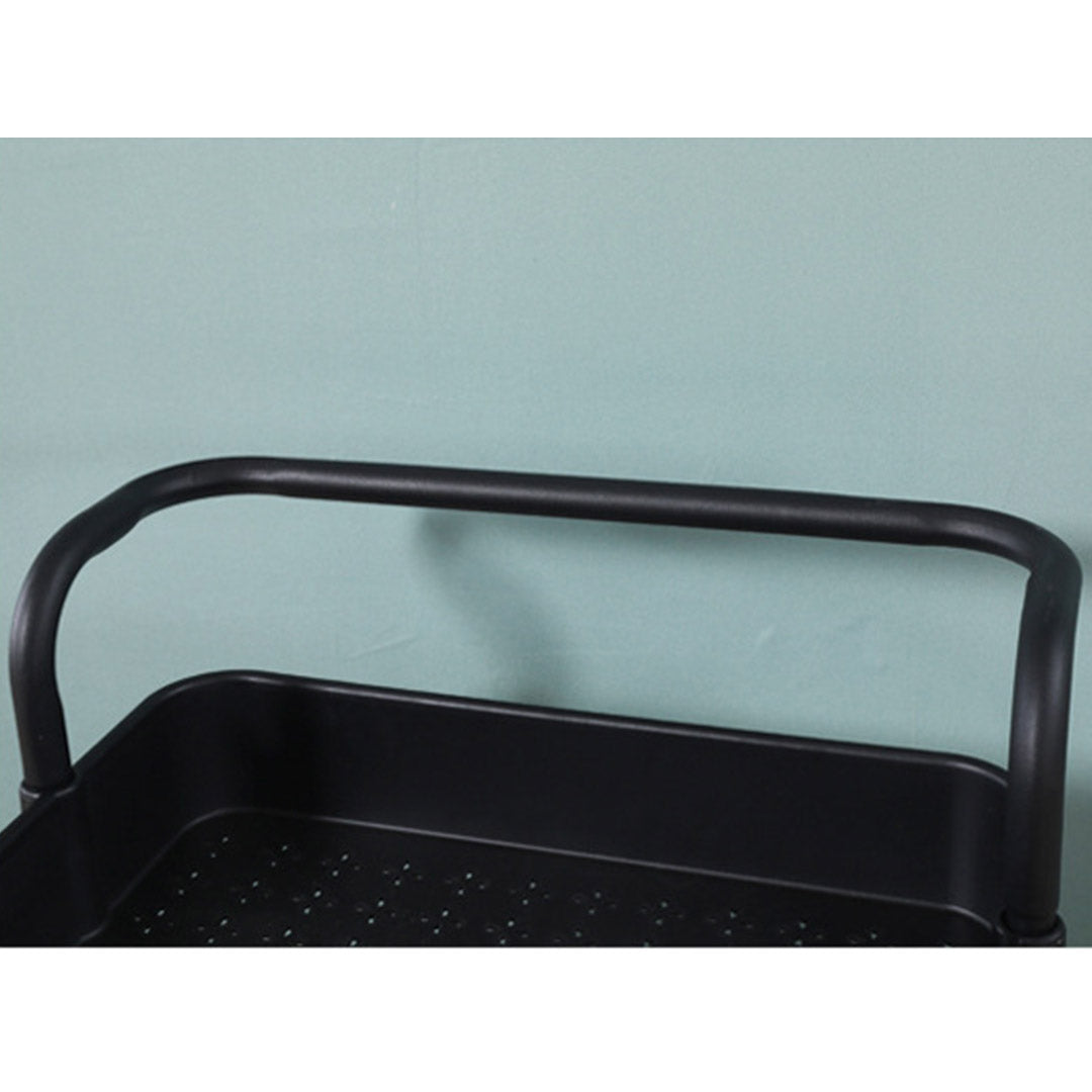 Soga 2 X 3 Tier Steel Black Movable Kitchen Cart Multi Functional Shelves Portable Storage Organizer With Wheels