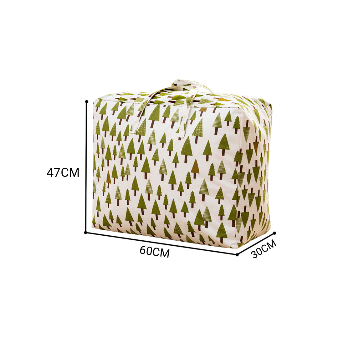 Green Pine Tree Super Large Storage Luggage Bag Double Zipper Foldable Travel Organiser Essentials