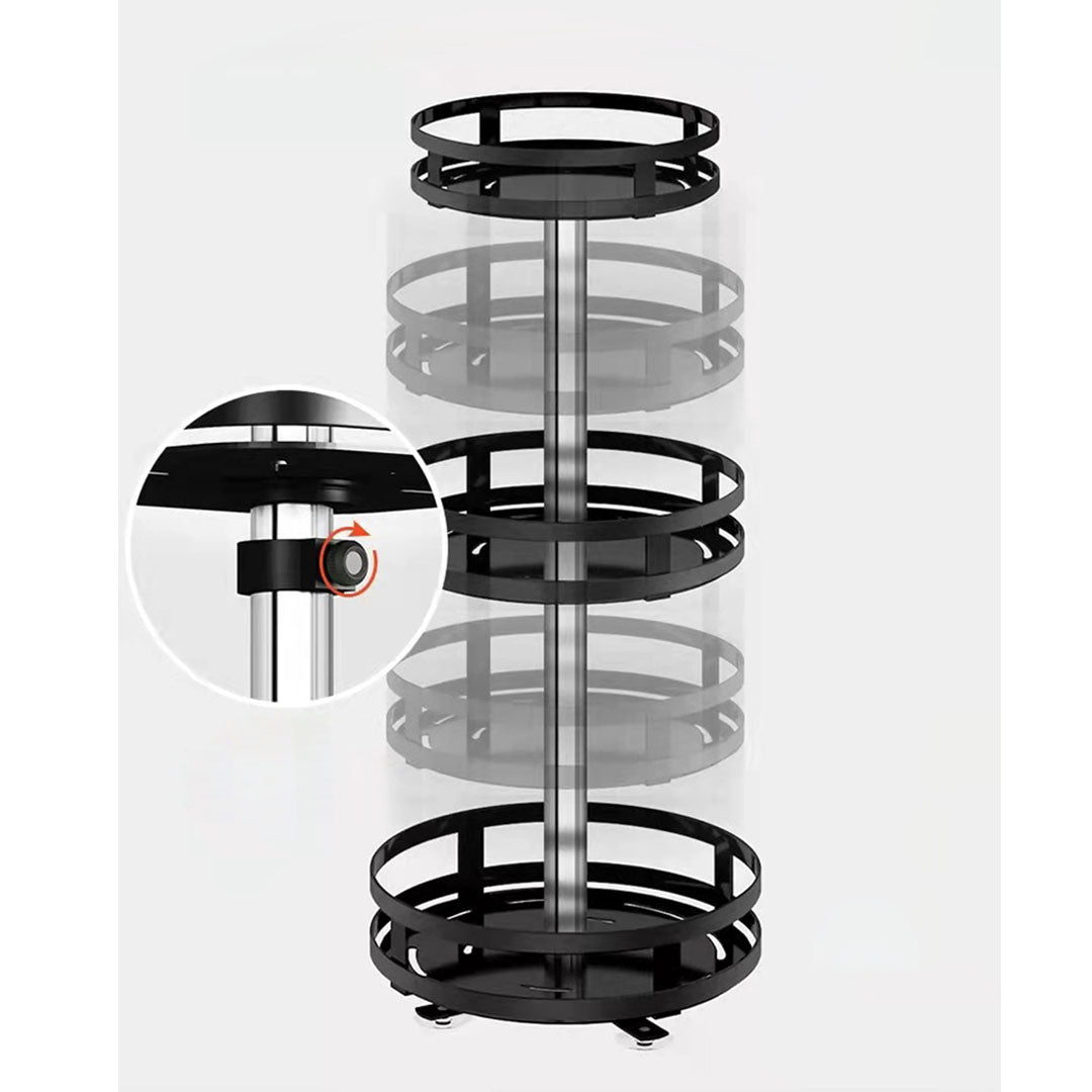 3 Tier Steel Black Round Rotating Multi-Function Kitchen Portable Storage Spice Seasoning Kitchen Countertop Organiser Shelf