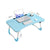 2X Blue Portable Bed Table Adjustable Foldable Bed Sofa Study Table Laptop Mini Desk with Notebook Stand Cup Slot Home Decor