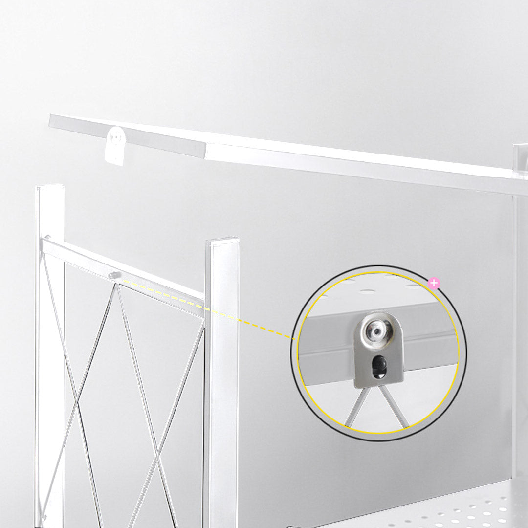 5 Tier Steel White Foldable Kitchen Cart Multi-Functional Shelves Portable Storage Organizer with Wheels