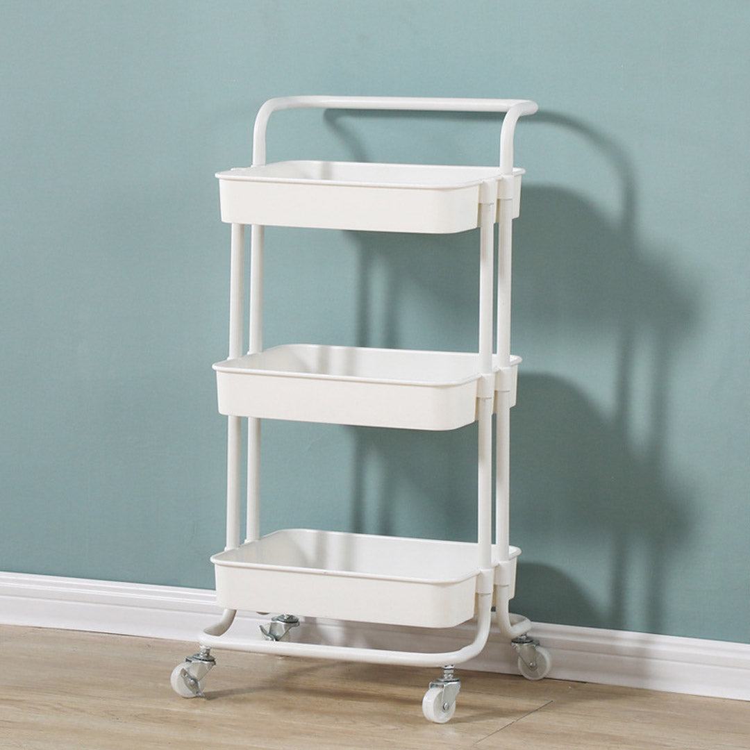 Soga 2 X 3 Tier Steel White Movable Kitchen Cart Multi Functional Shelves Portable Storage Organizer With Wheels