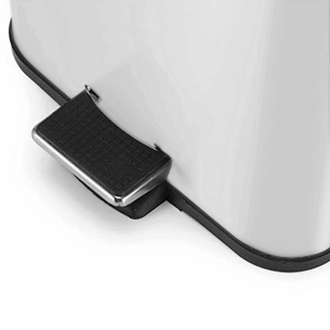 Soga Foot Pedal Stainless Steel Rubbish Recycling Garbage Waste Trash Bin Square 6 L White