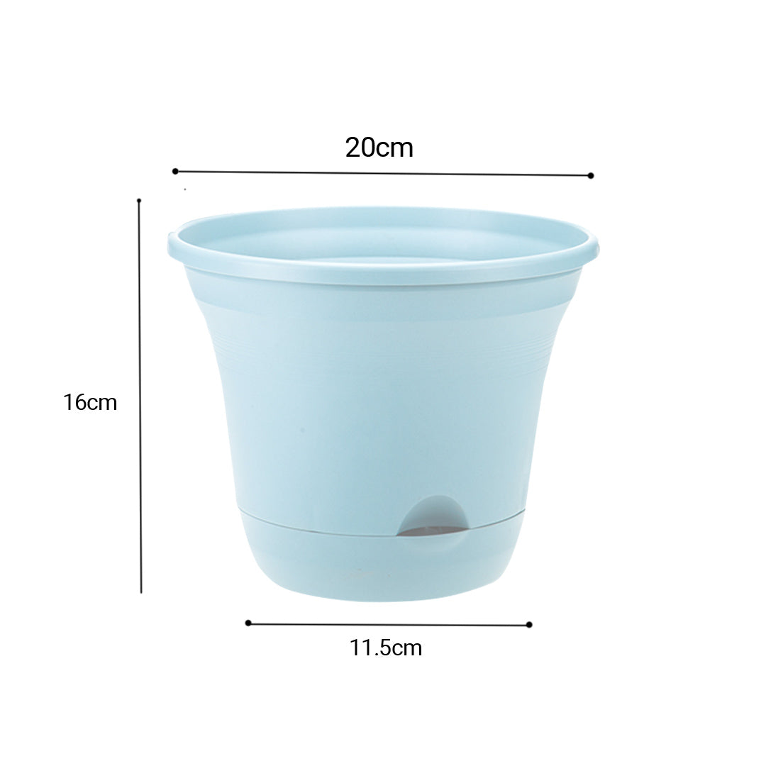 20cm Blue Plastic Plant Pot Self Watering Planter Flower Bonsai Indoor Outdoor Garden Decor Set of 3