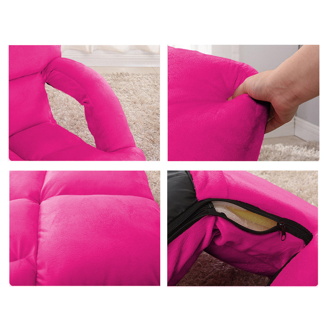 Soga 4 X Foldable Lounge Cushion Adjustable Floor Lazy Recliner Chair With Armrest Pink