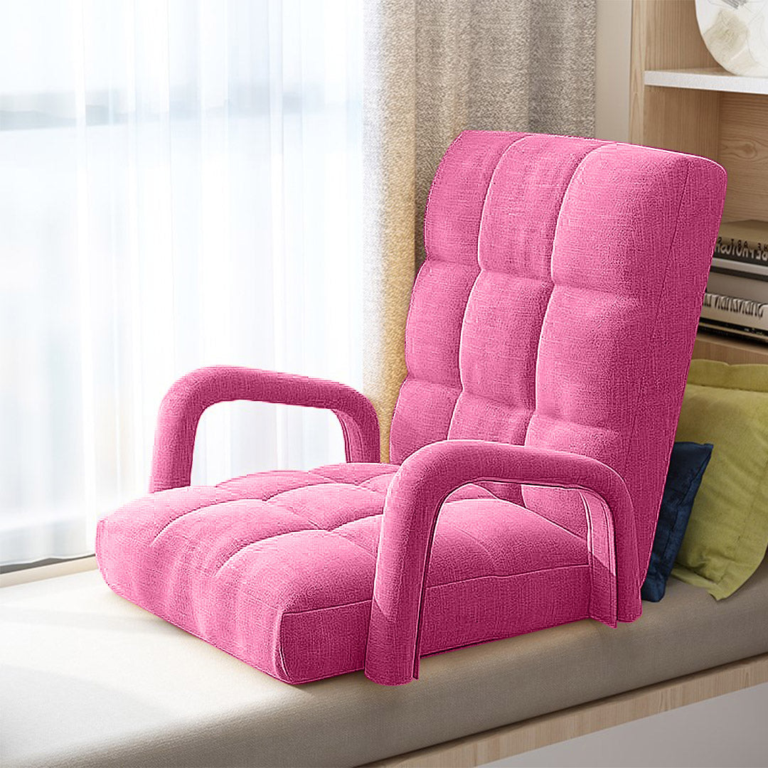 Soga 4 X Foldable Lounge Cushion Adjustable Floor Lazy Recliner Chair With Armrest Pink