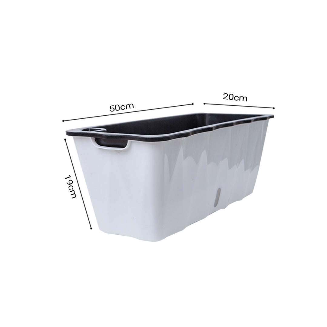 50cm Large White Rectangular Flowerpot Vegetable Herb Flower Outdoor Plastic Box Garden Decor