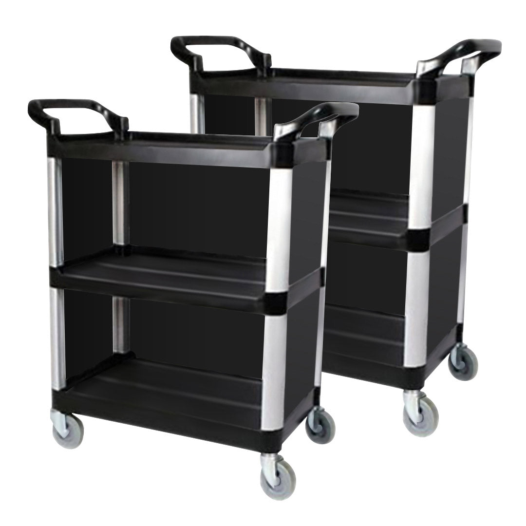 Soga 2 X 3 Tier Covered Food Trolley Food Waste Cart Storage Mechanic Kitchen Black