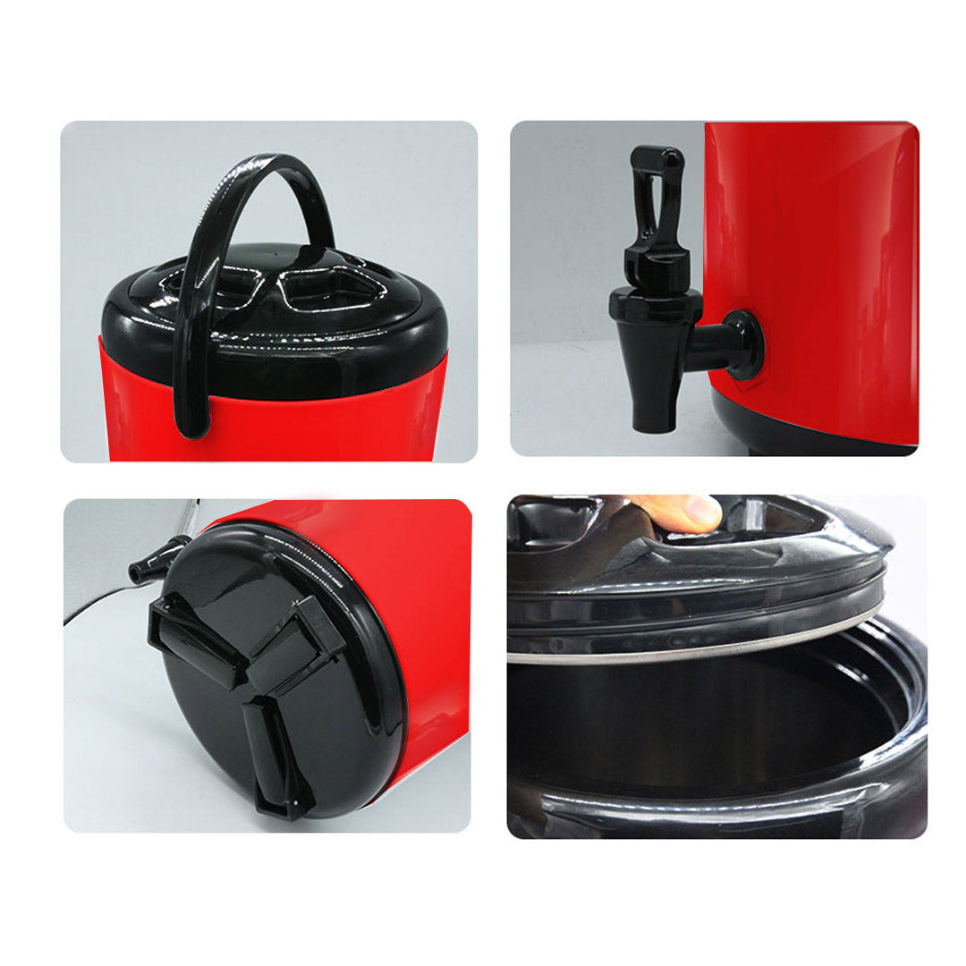 Soga 18 L Stainless Steel Insulated Milk Tea Barrel Hot And Cold Beverage Dispenser Container With Faucet Red