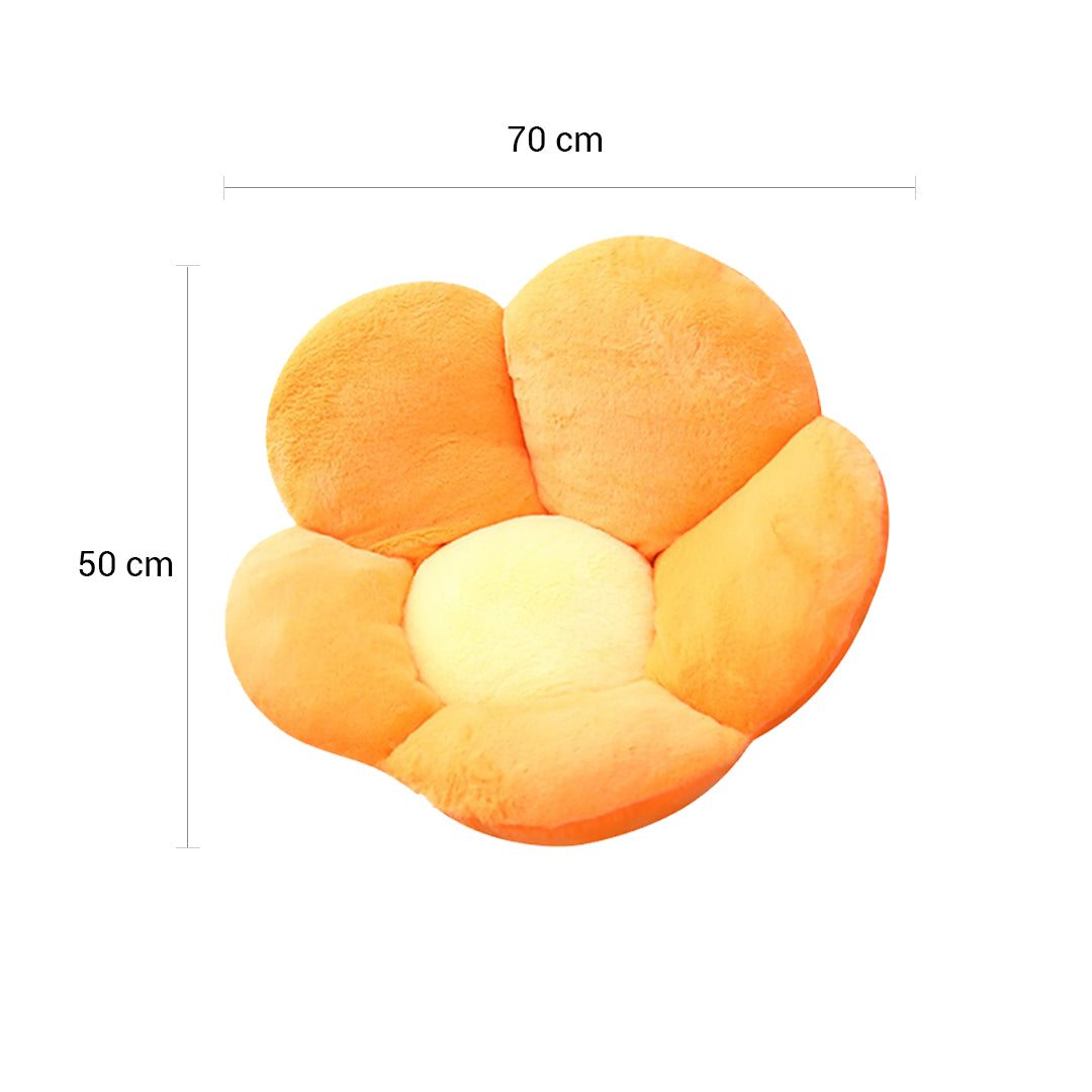 2X Orange Whimsical Big Flower Shape Cushion Soft Leaning Bedside Pad Floor Plush Pillow Home Decor