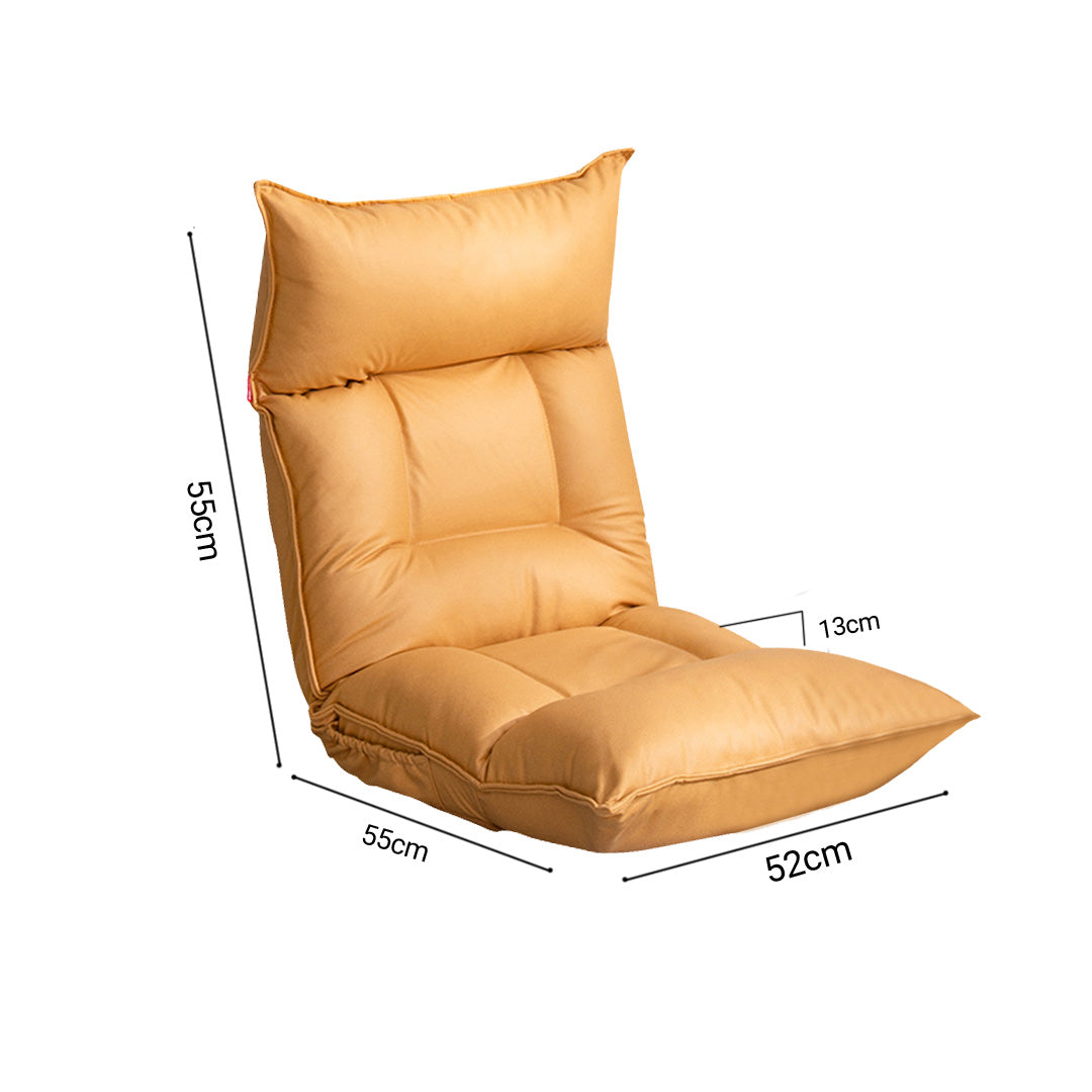 Yellow Lounge Recliner Lazy Sofa Bed Tatami Cushion Collapsible Backrest Seat Home Office Decor