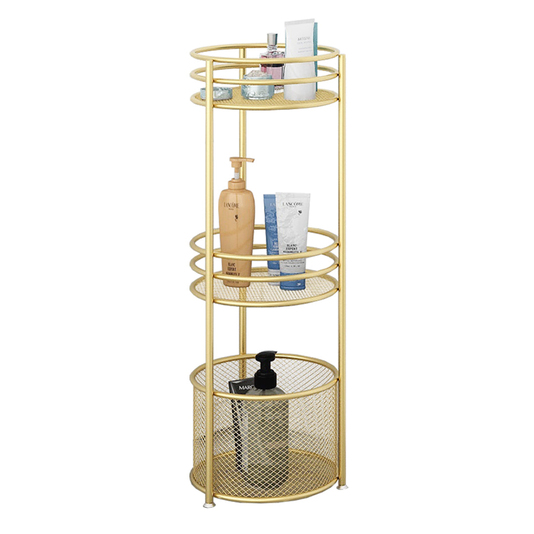 2X 3 Tier Bathroom Freestanding Storage Shelf Multifunctional Display Rack Organiser with Basket