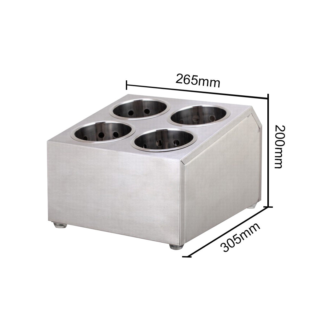Soga 18/10 Stainless Steel Commercial Conical Utensils Square Cutlery Holder With 4 Holes