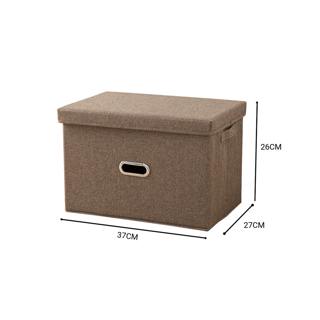 2X Coffee Medium Foldable Canvas Storage Box Cube Clothes Basket Organiser Home Decorative Box