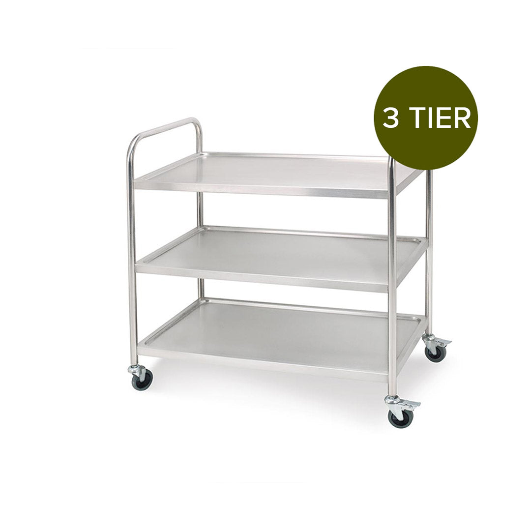 Soga 2 X 3 Tier 86x54x94cm Stainless Steel Kitchen Dinning Food Cart Trolley Utility Round Large