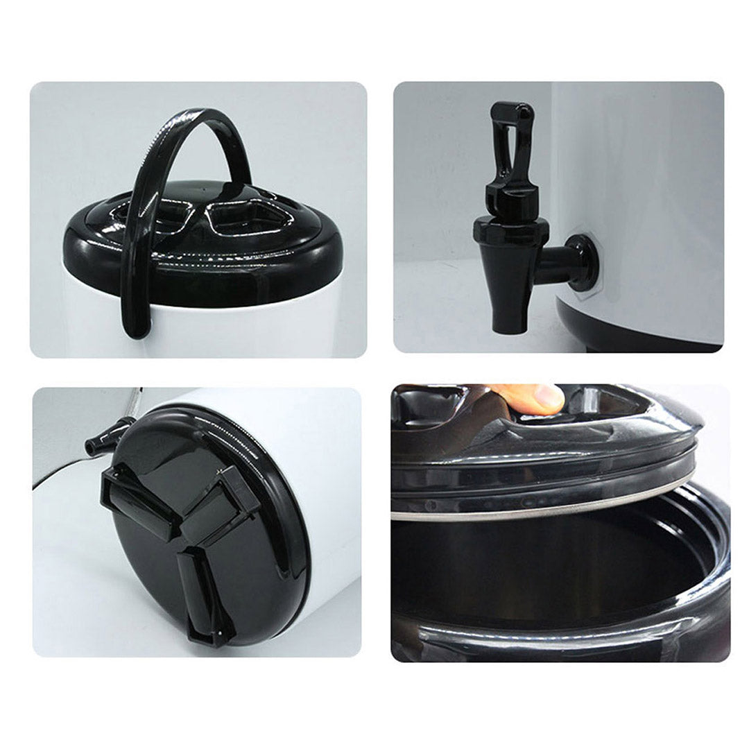 Soga 8 X 8 L Stainless Steel Insulated Milk Tea Barrel Hot And Cold Beverage Dispenser Container With Faucet White