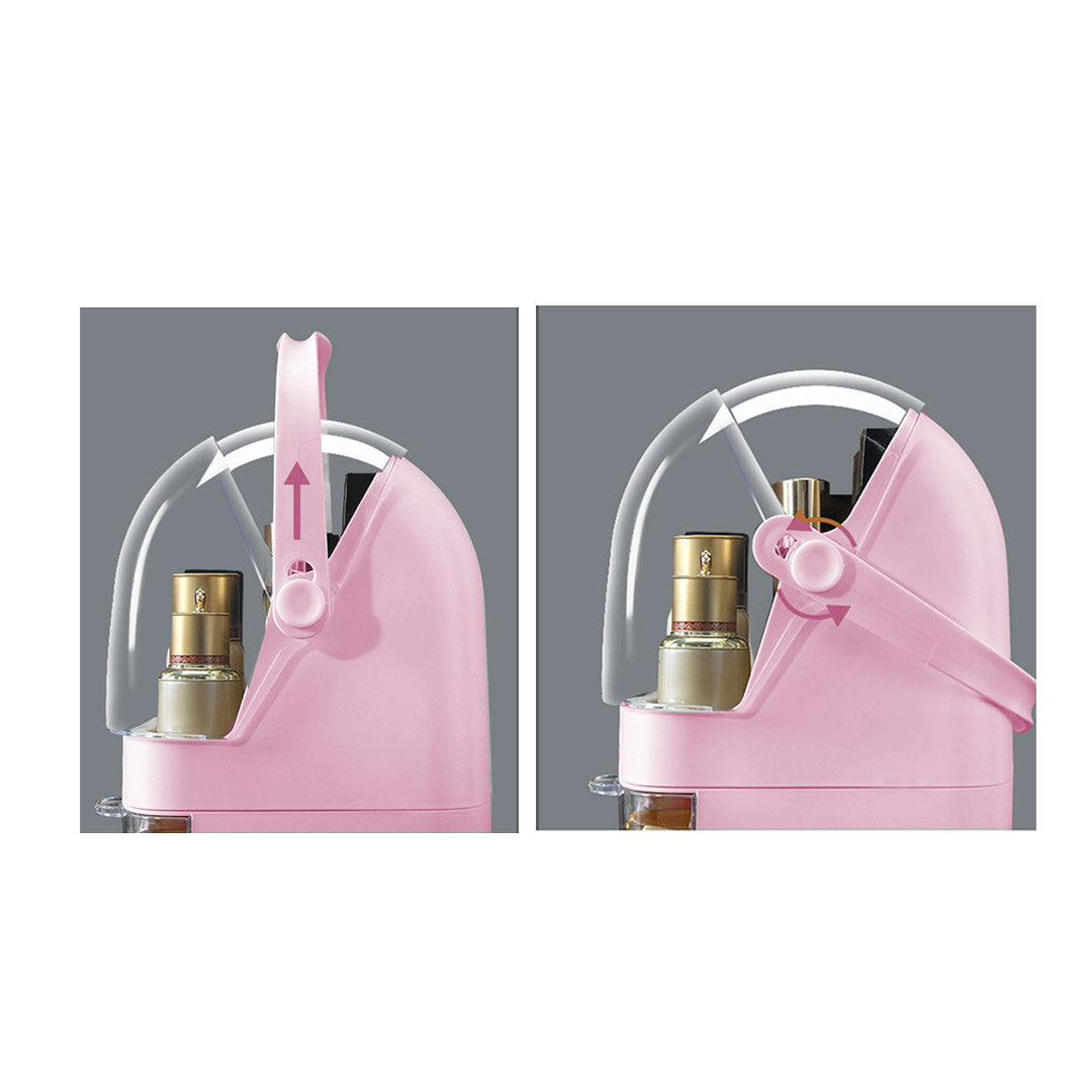 Soga 3 Tier Pink Countertop Makeup Cosmetic Storage Organiser Skincare Holder Jewelry Storage Box With Handle