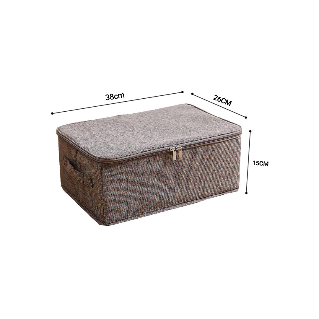 2X Coffee Small Portable Double Zipper Storage Box Moisture Proof Clothes Basket Foldable Home Organiser
