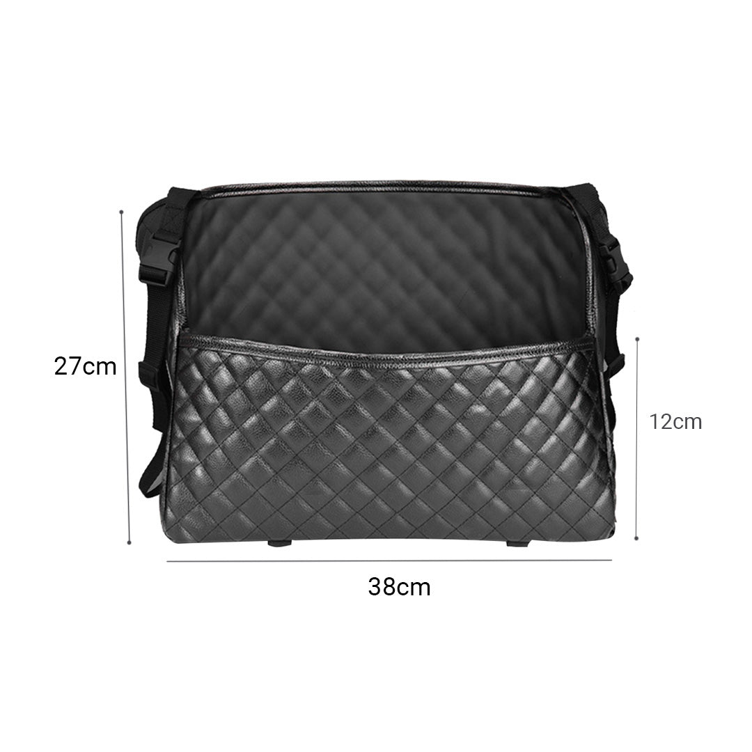 Black Leather Car Storage Portable Hanging Organizer Backseat Multi-Purpose Interior Accessories Bag