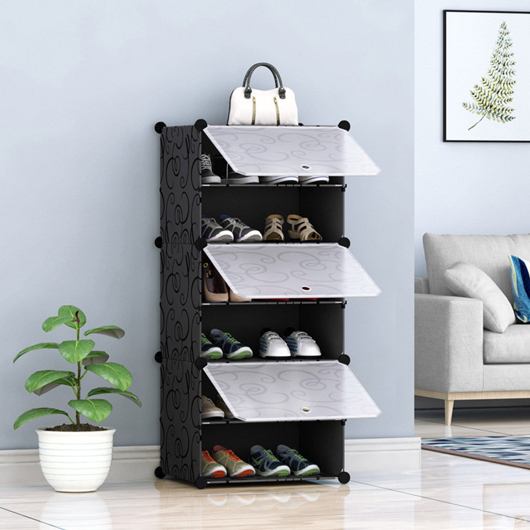 6 Tier Shoe Rack Organizer Sneaker Footwear Storage Stackable Stand Cabinet Portable Wardrobe with Cover
