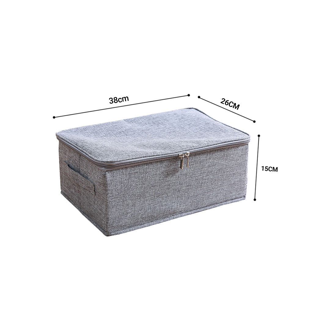 2X Grey Small Portable Double Zipper Storage Box Moisture Proof Clothes Basket Foldable Home Organiser