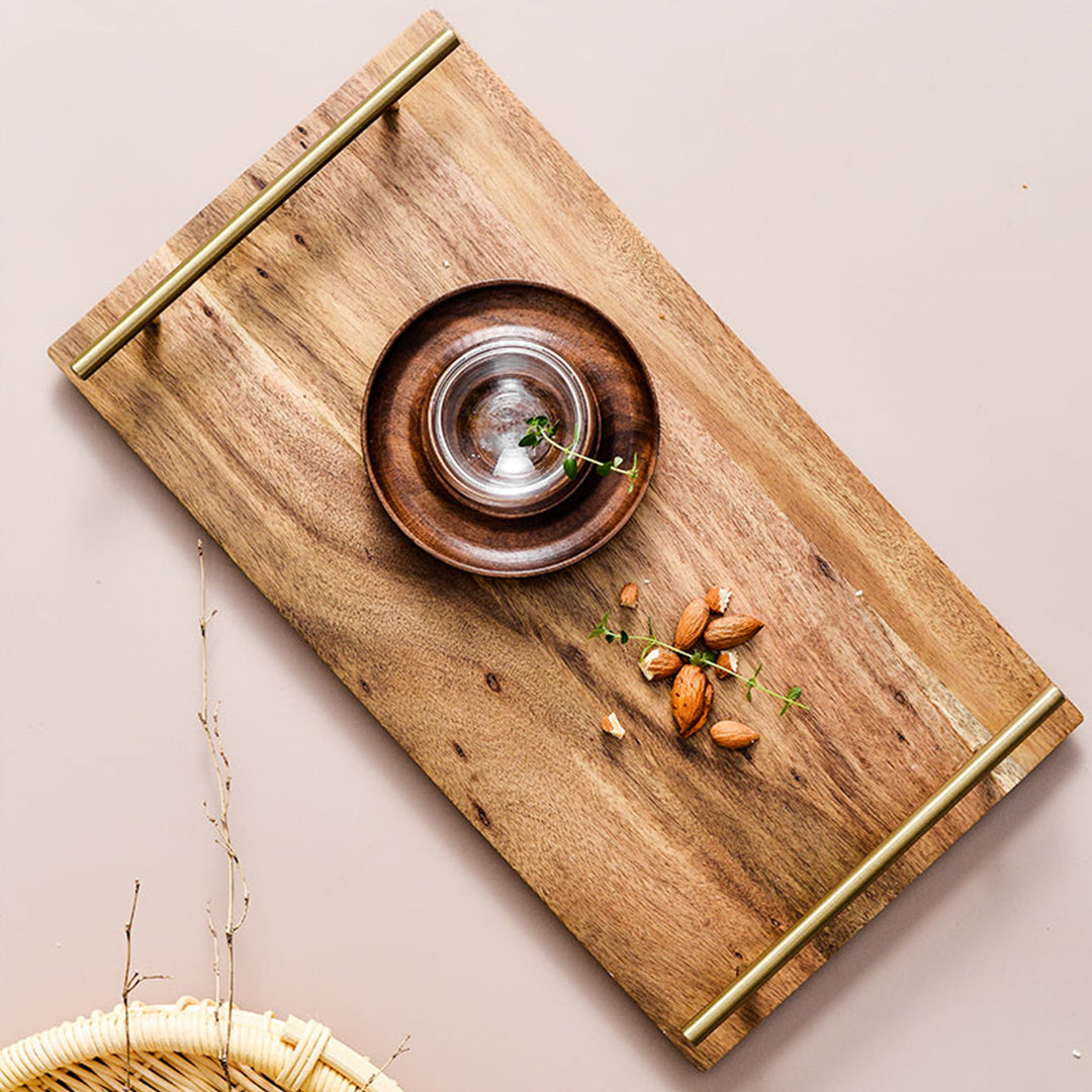 Soga 30cm Brown Rectangle Wooden Acacia Food Serving Tray Charcuterie Board Centerpiece Home Decor