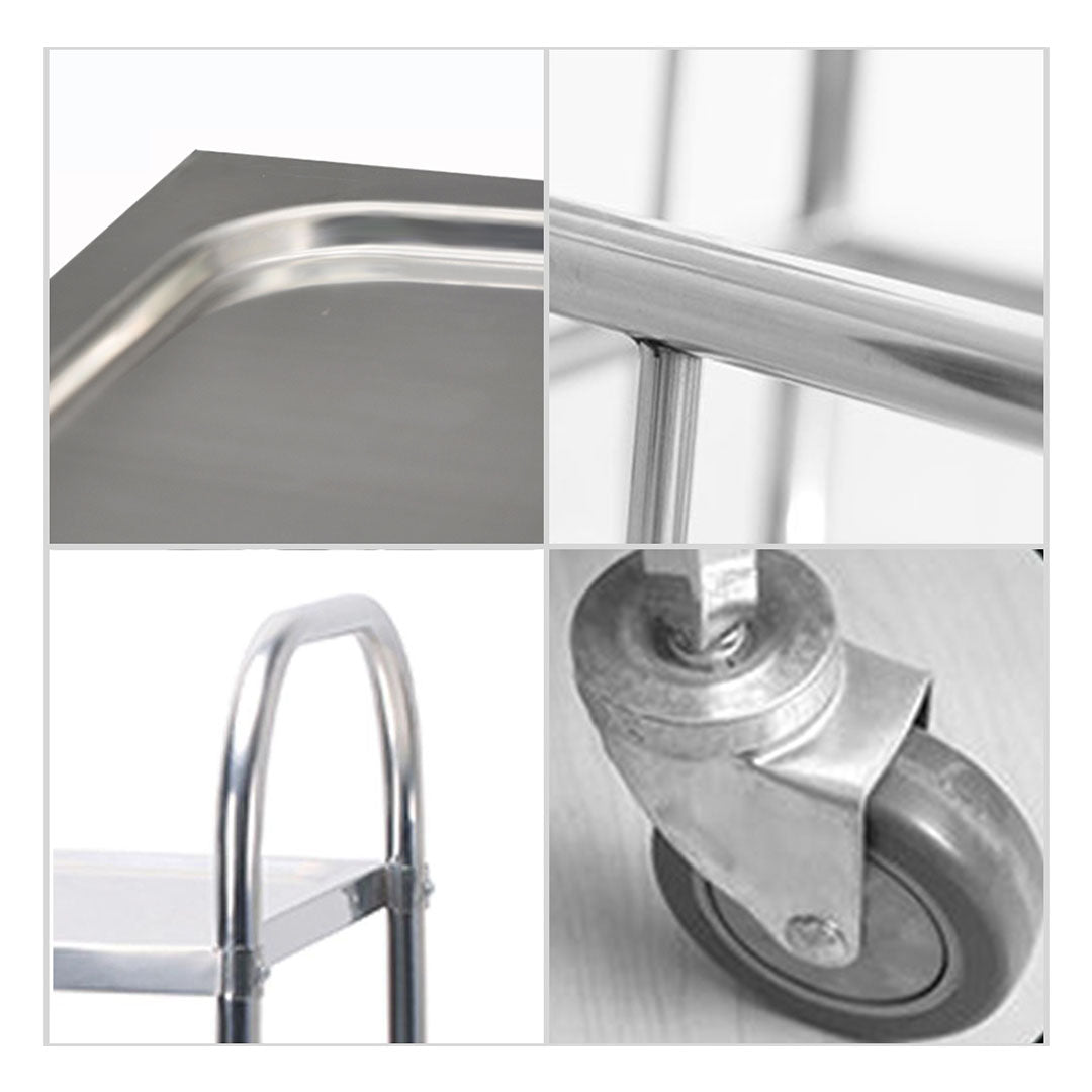 2X 4 Tier 860x540x1170 Stainless Steel Kitchen Dining Food Cart Trolley Utility