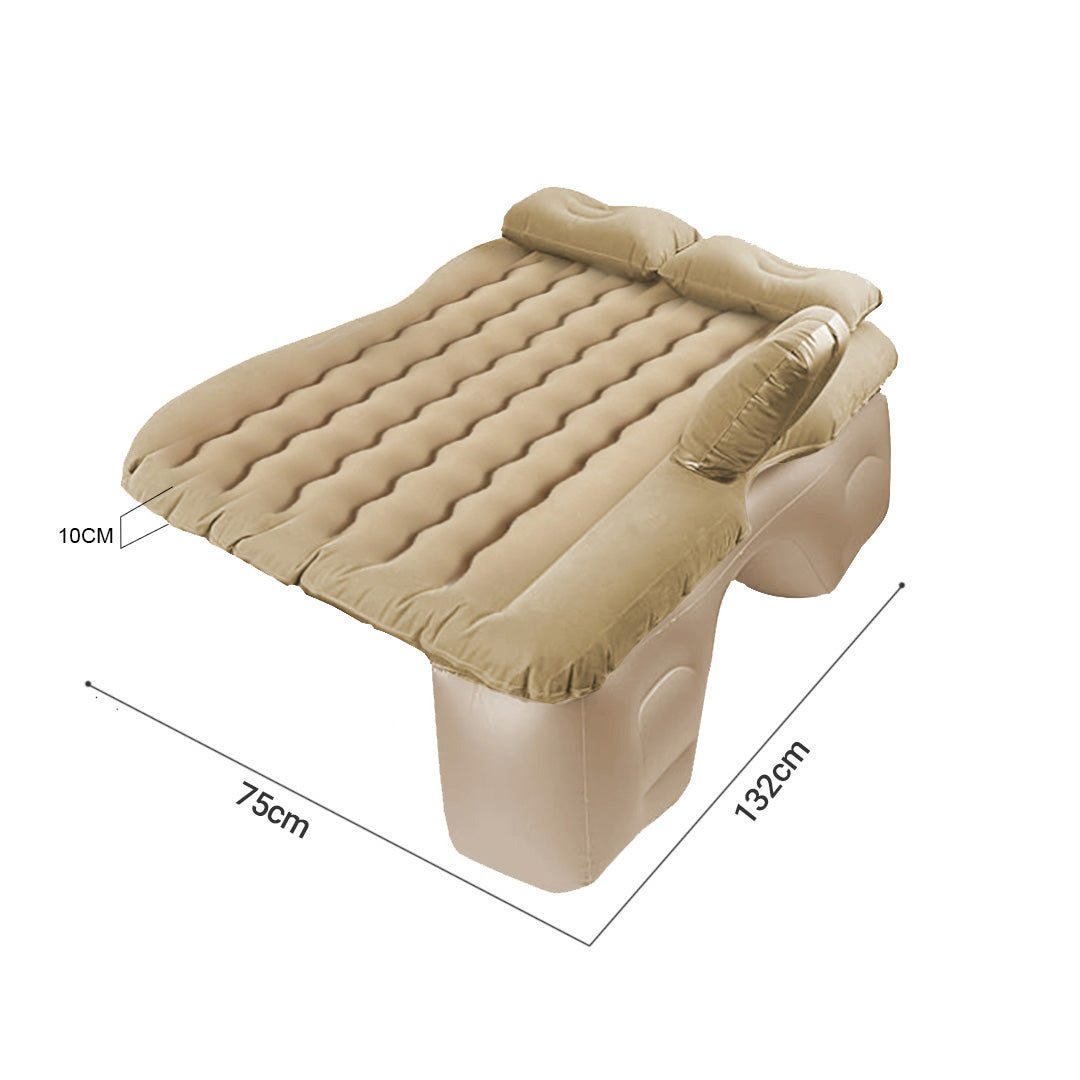 Beige Ripple Inflatable Car Mattress Portable Camping Air Bed Travel Sleeping Kit Essentials