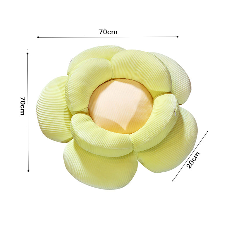Green Double Flower Shape Cushion Soft Bedside Floor Plush Pillow Home Decor