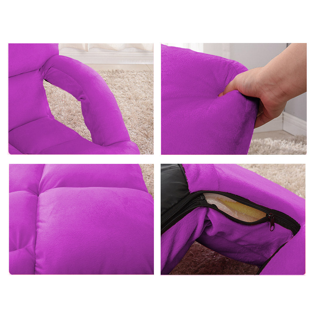 Soga 4 X Foldable Lounge Cushion Adjustable Floor Lazy Recliner Chair With Armrest Purple