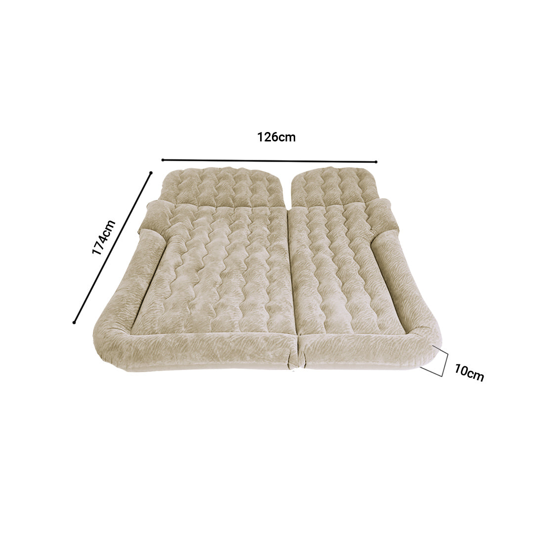 Beige Inflatable Car Boot Mattress Portable Camping Air Bed Travel Sleeping Essentials