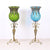 Soga 85cm Blue Glass Tall Floor Vase And 12pcs Dark Pink Artificial Fake Flower Set