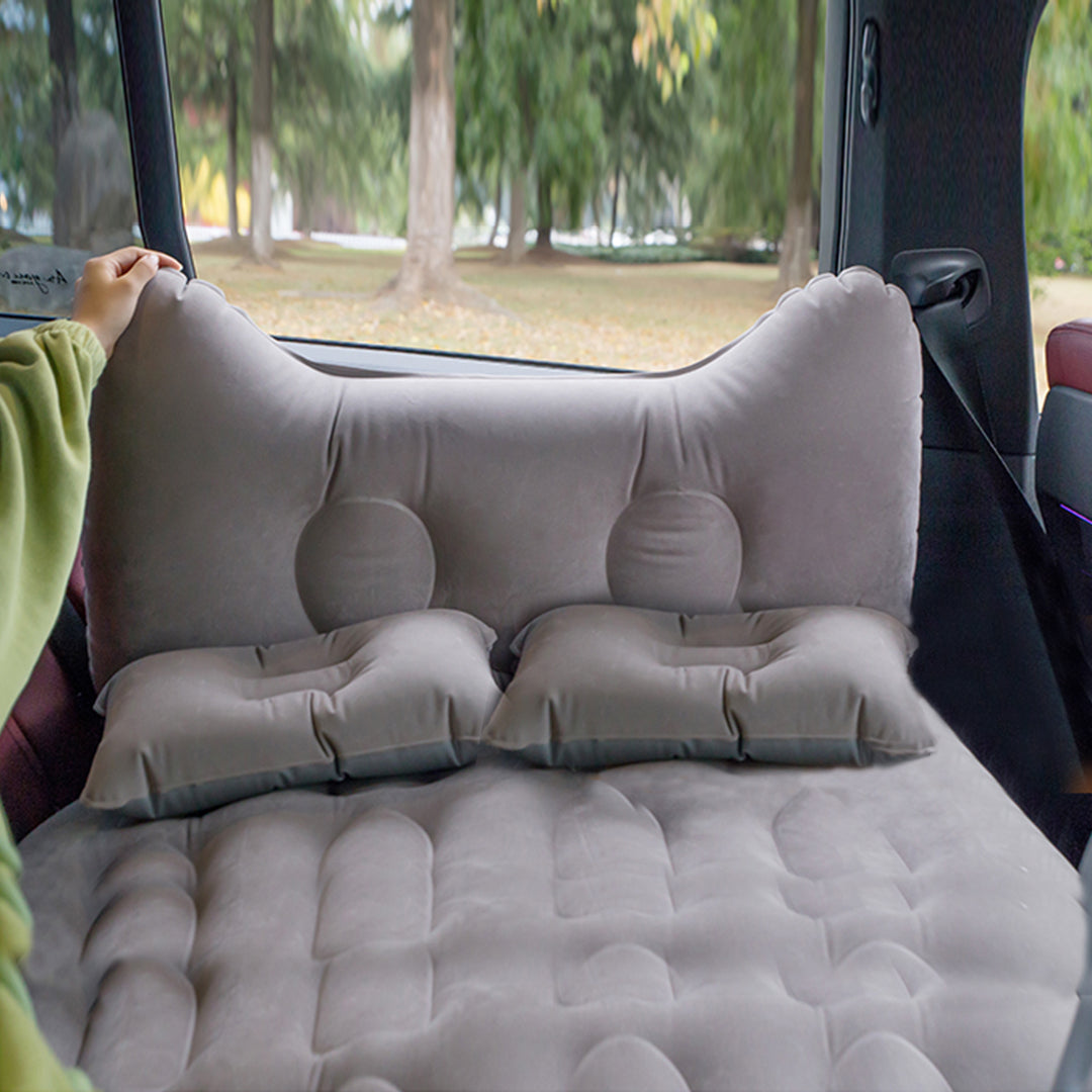 Grey Honeycomb Inflatable Car Mattress Portable Camping Air Bed Travel Sleeping Kit Essentials