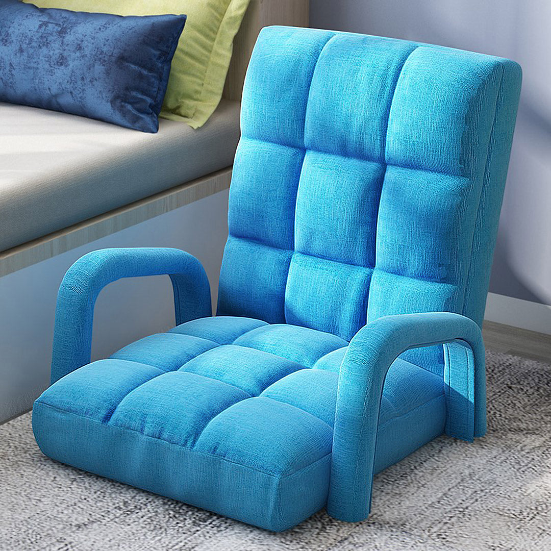 Soga 2 X Foldable Lounge Cushion Adjustable Floor Lazy Recliner Chair With Armrest Blue