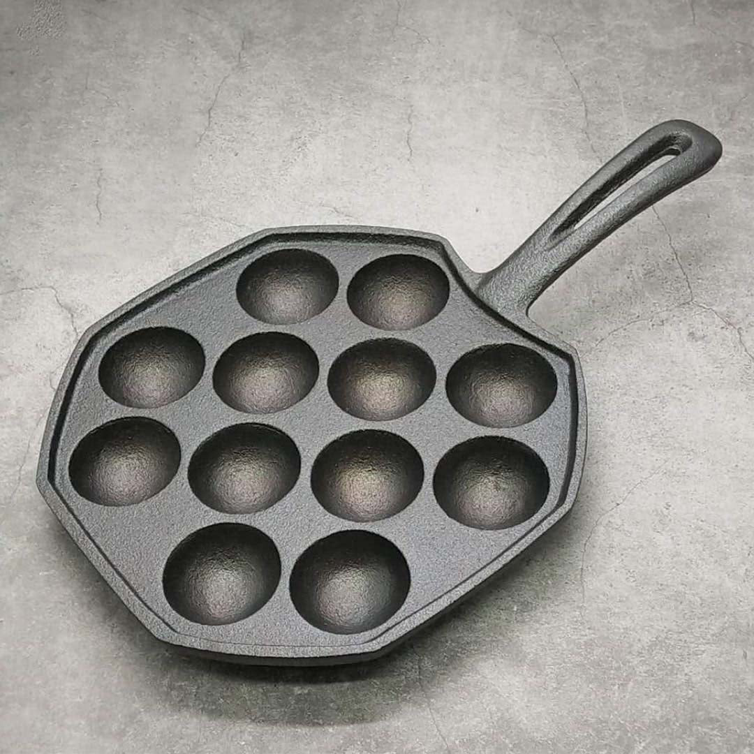 Soga 2 X 18 Cm Cast Iron Takoyaki Fry Pan Octopus Balls Maker 12 Hole Cavities Grill Mold